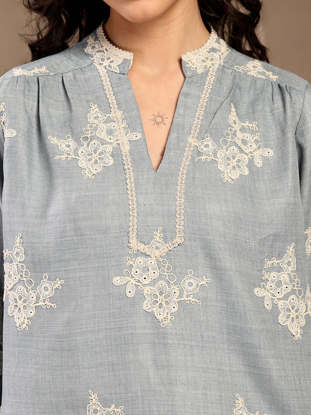 Gipsy Sky Blue Schiffli Cotton Cord Set