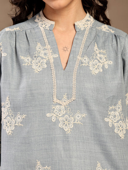 Gipsy Sky Blue Schiffli Cotton Cord Set