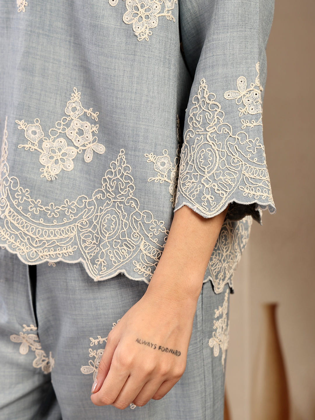 Gipsy Sky Blue Schiffli Cotton Cord Set