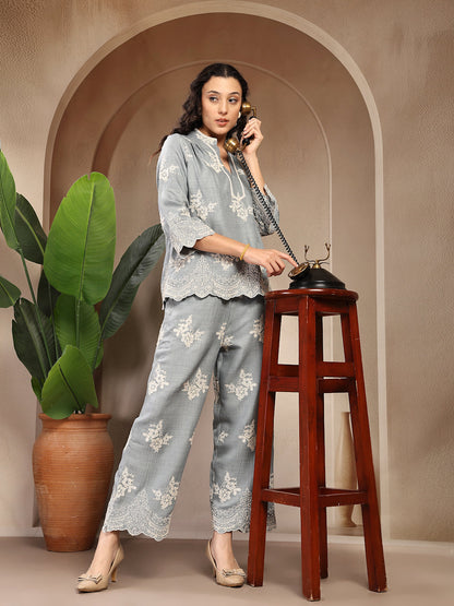 Gipsy Sky Blue Schiffli Cotton Cord Set