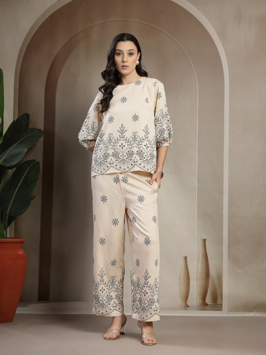 Gipsy Black Lightweight Printed Co ord Set with Jewel Neckline