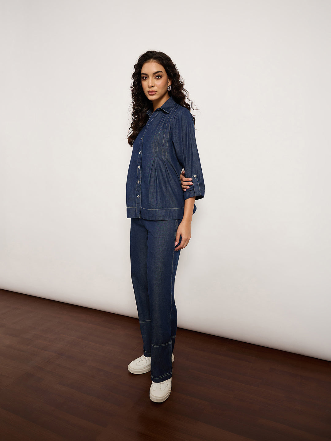 Denim Blue Co-Ord Set With Contrast Stitching