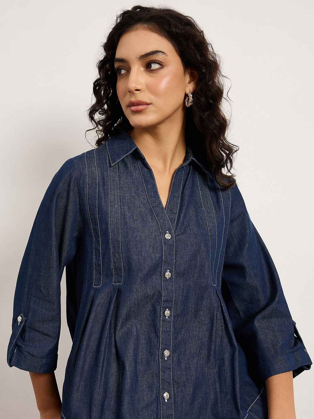 Denim Blue Co-Ord Set With Contrast Stitching
