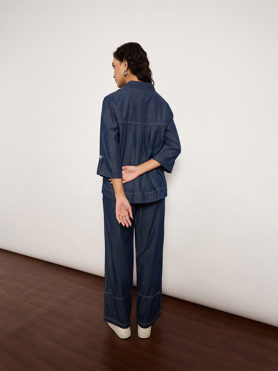 Denim Blue Co-Ord Set With Contrast Stitching