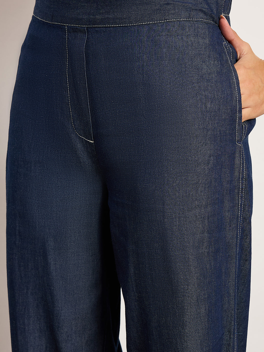 Denim Blue Co-Ord Set With Contrast Stitching