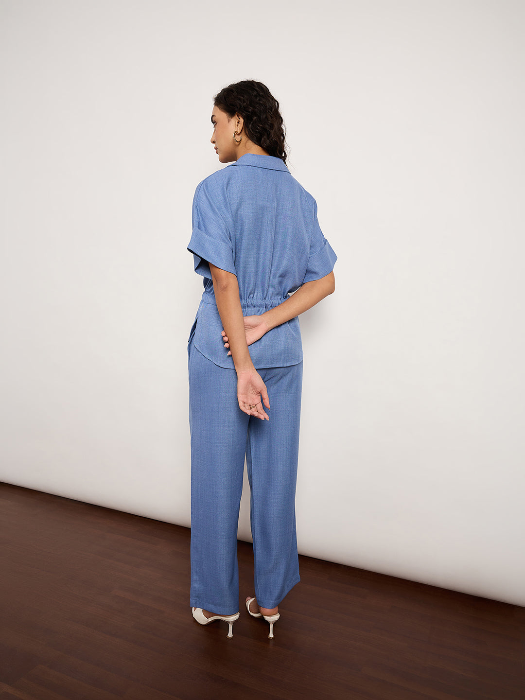 Denim Blue Co-Ord Set With Metal Zip & Drawstring Waist