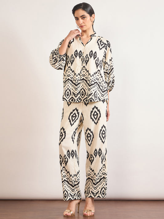 Black & White Rayon Tribal Printed Co-Ord Set