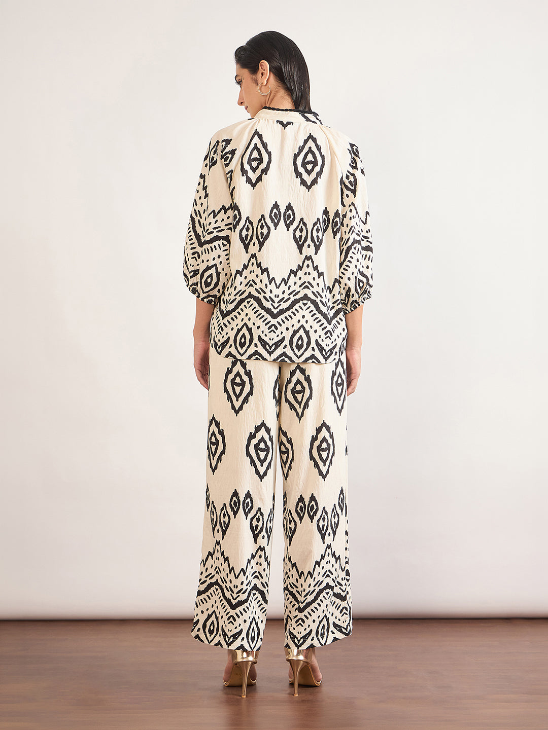 Black & White Rayon Tribal Printed Co-Ord Set