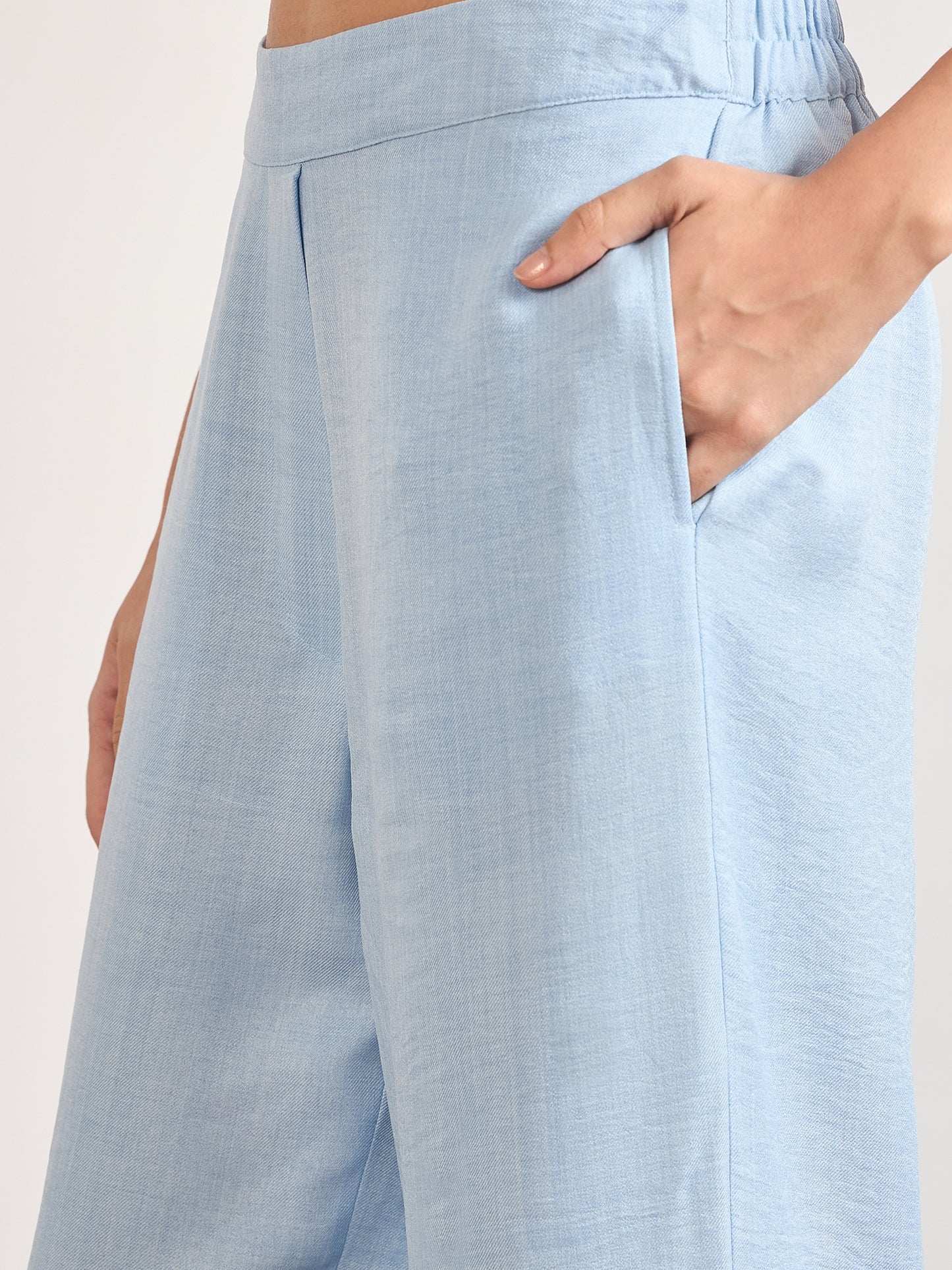 Light Blue Nylon Viscose Embroidery Co-Ord Set