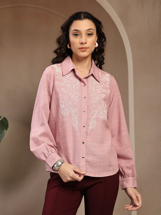 Gipsy Pink Solid Cotton Shirt