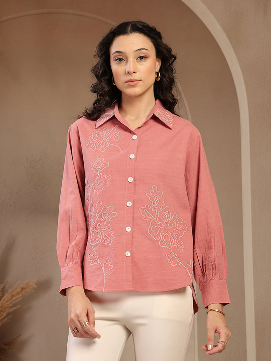 Gipsy Pink Solid Cotton Shirt
