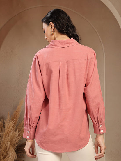 Gipsy Pink Solid Cotton Shirt