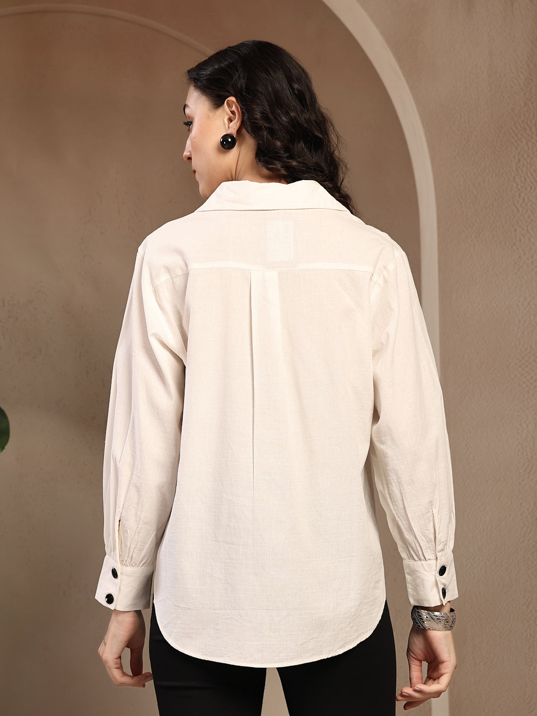 Gipsy White Solid Cotton Shirt