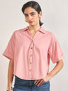 Dusky Pink Cotton A-Line Shirt