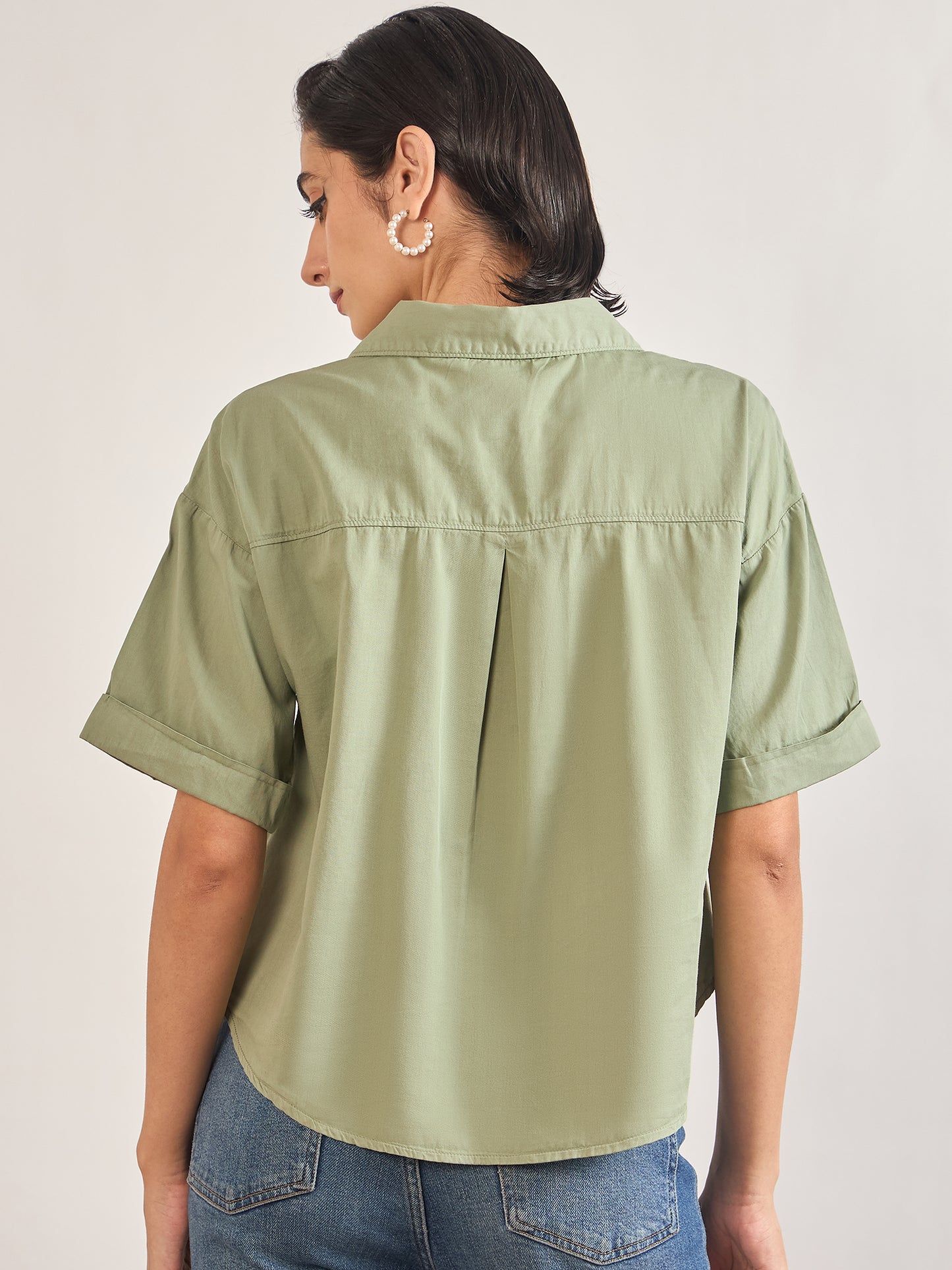 Sage Cotton A-Line Shirt
