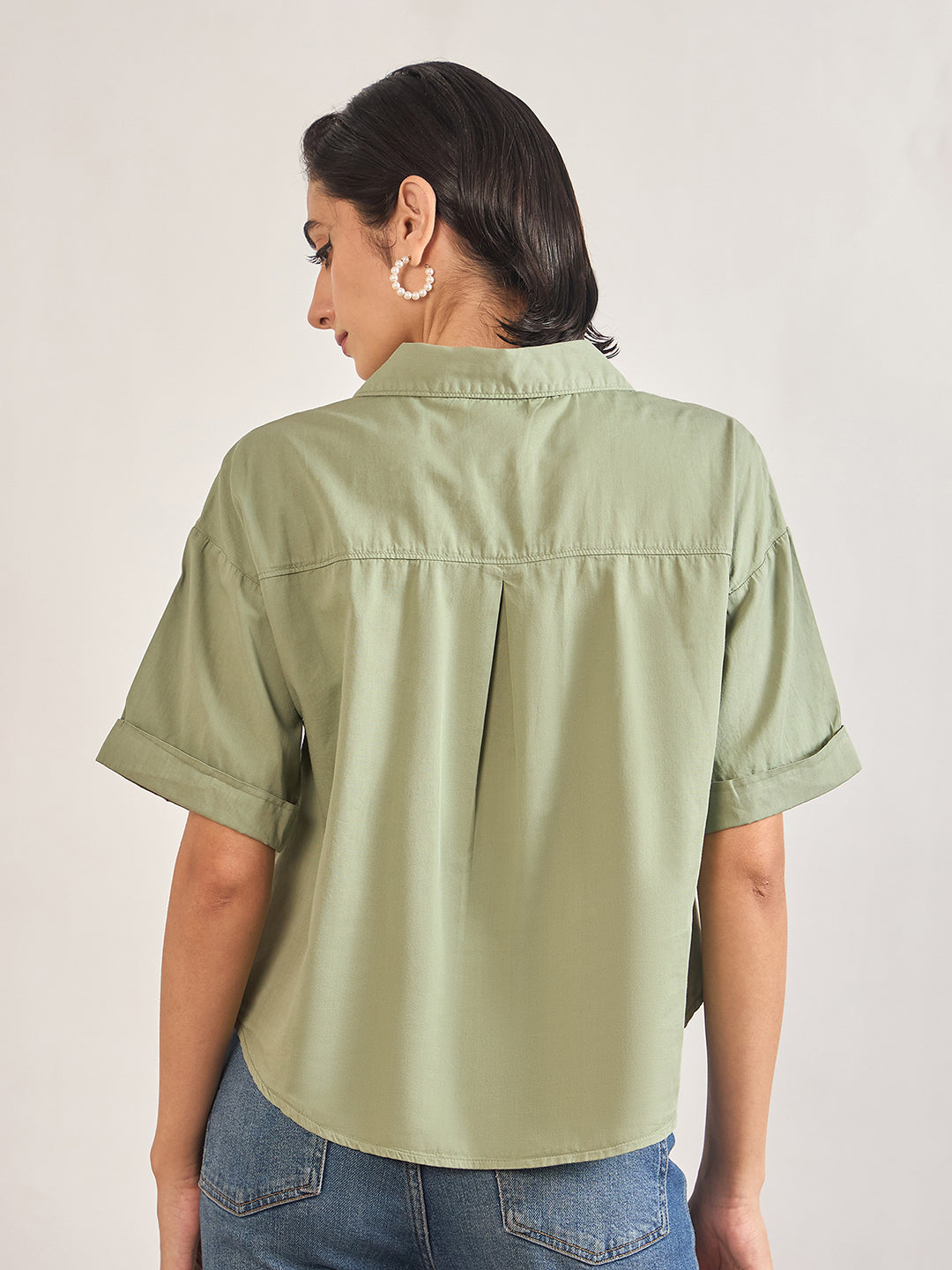 Sage Cotton A-Line Shirt