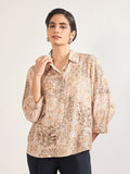 Beige Rayon Abstract Printed Shirt