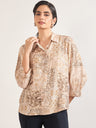 Beige Rayon Abstract Printed Shirt
