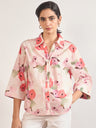 Pink Cotton A-Line Floral Printed Shirt