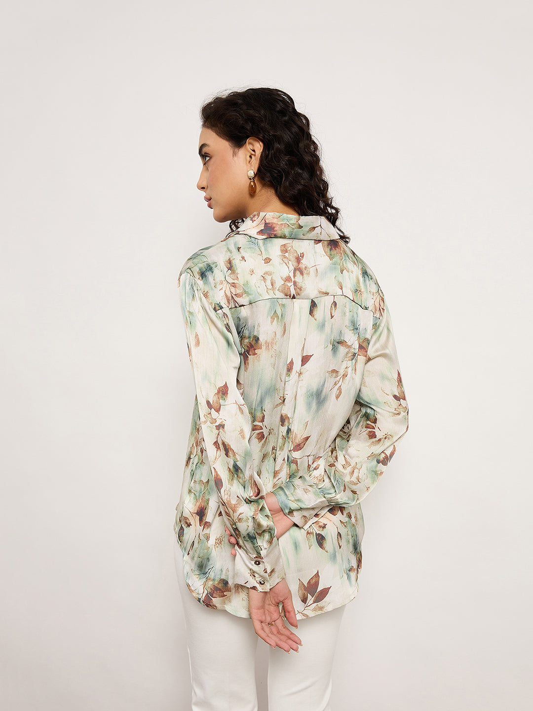 Vibrant Sage Botanical Print Shirt
