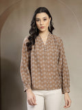 Chiq & Elegant Gipsy Beige Rayon V-Neck Tunic