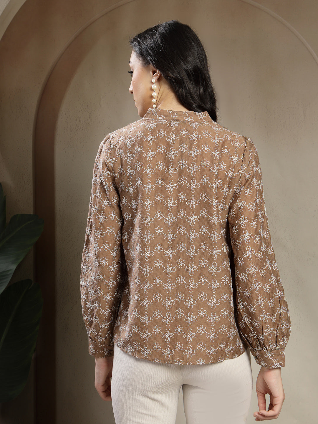 Chiq & Elegant Gipsy Beige Rayon V-Neck Tunic