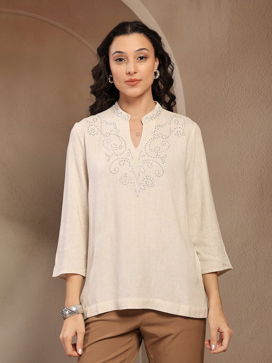 Gipsy Natural Solid Linen Tunic