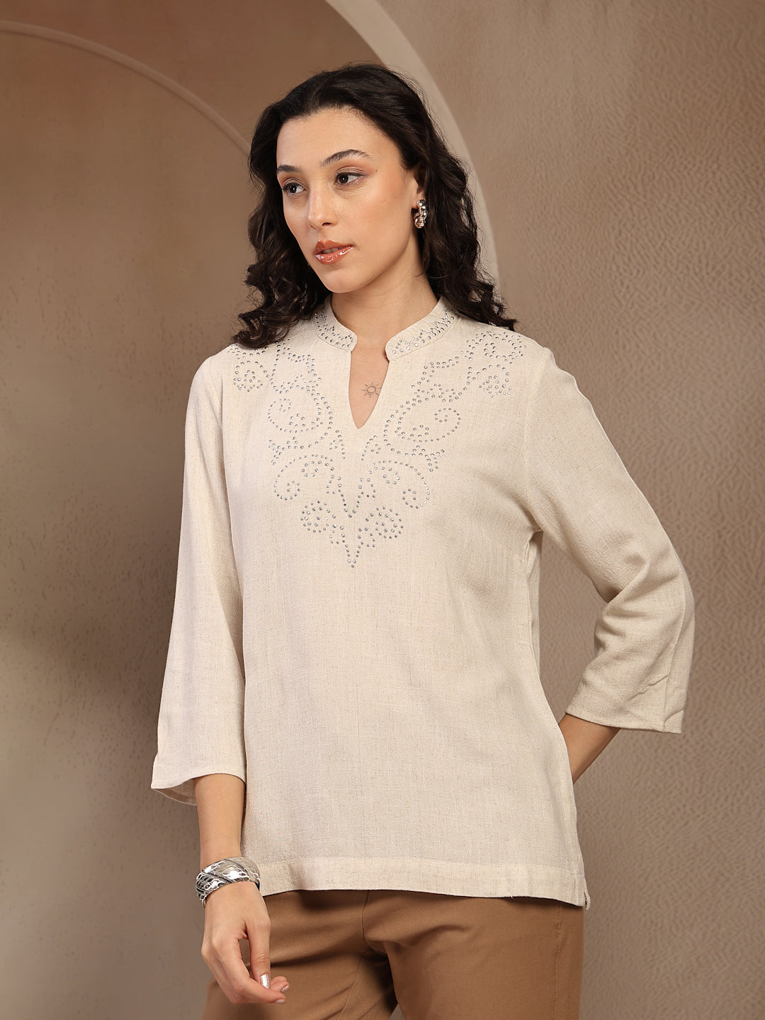 Gipsy Natural Solid Linen Tunic