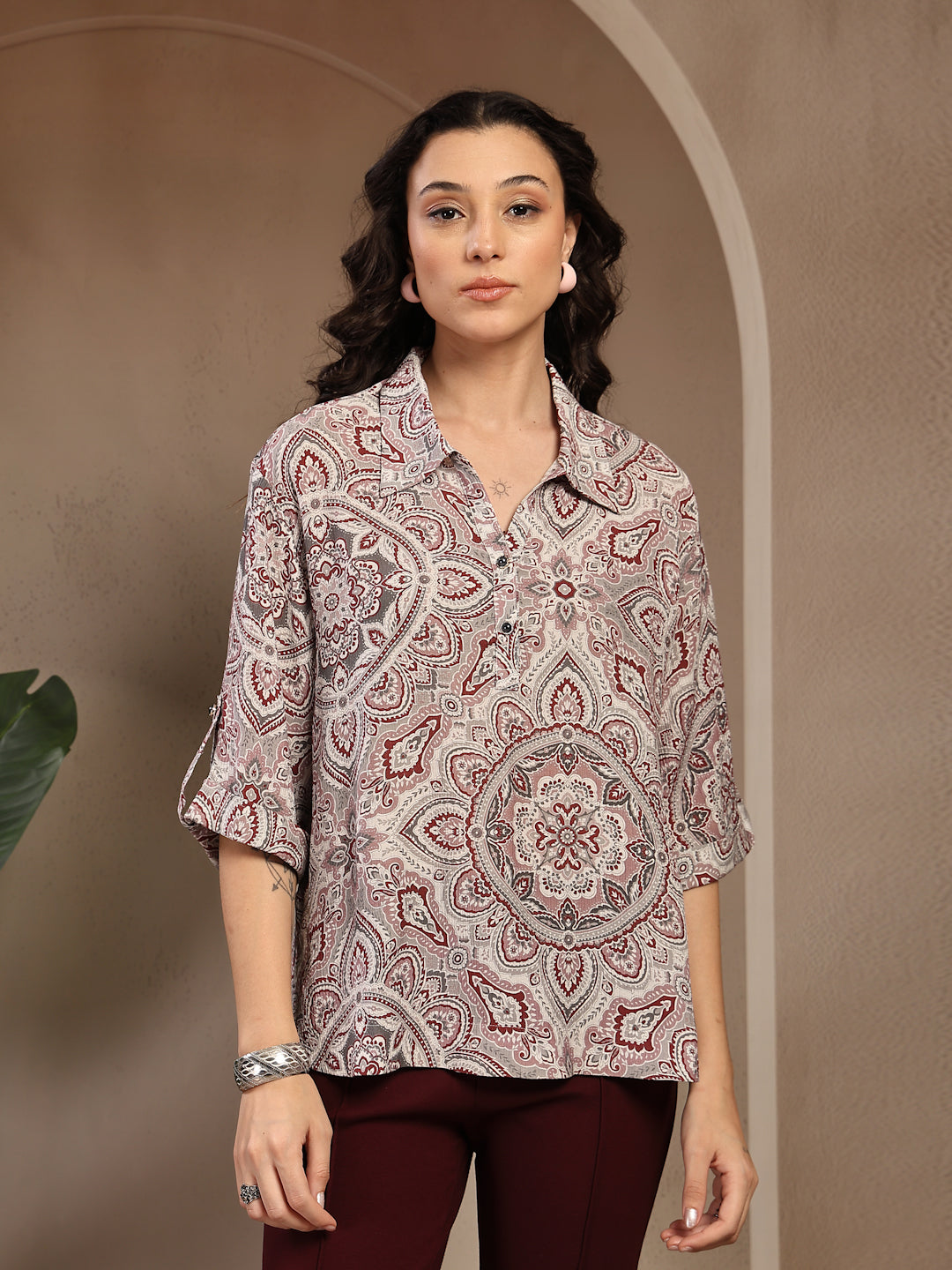 Gipsy Grey Printed Rayon Tunic