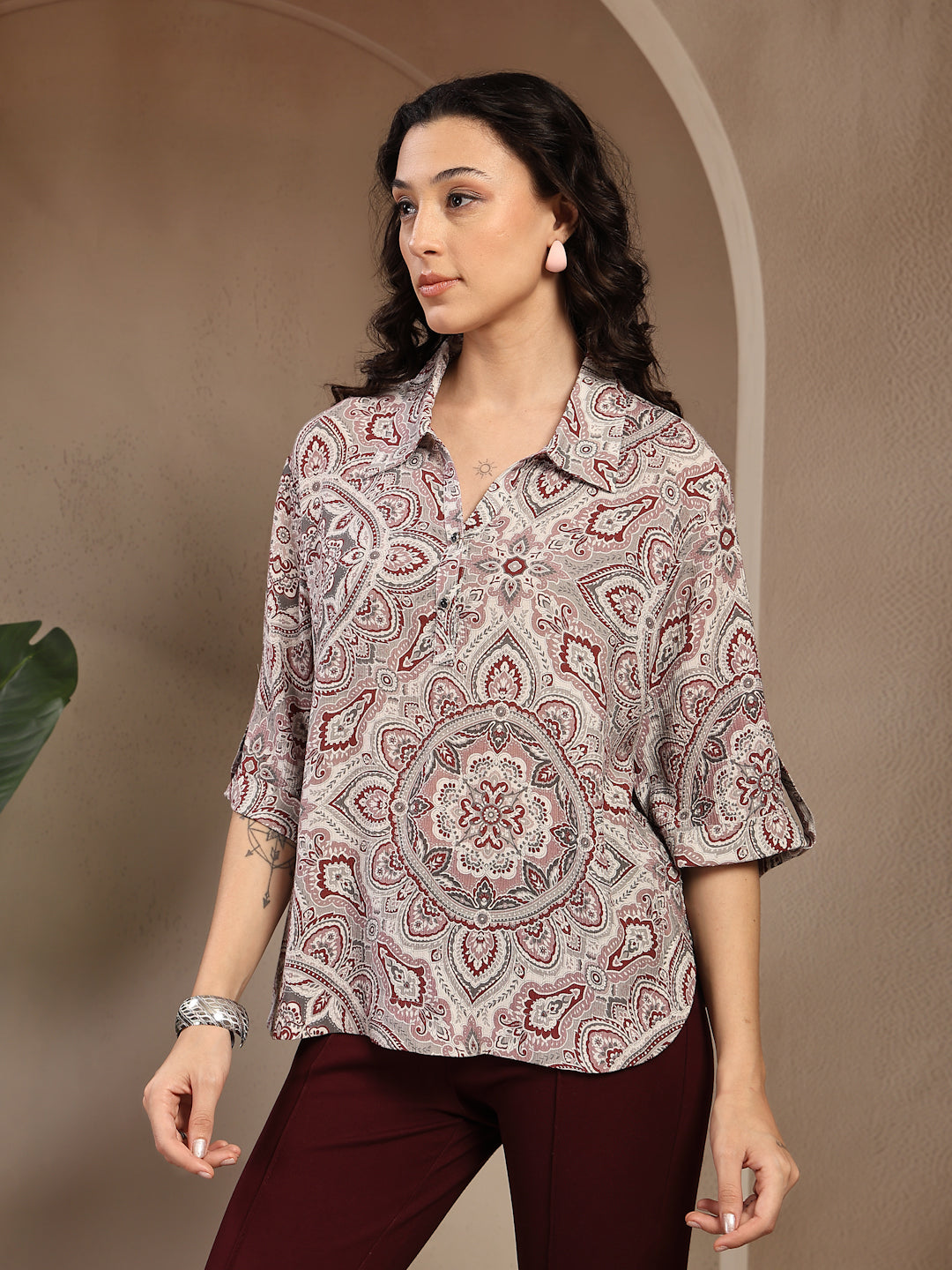 Gipsy Grey Printed Rayon Tunic