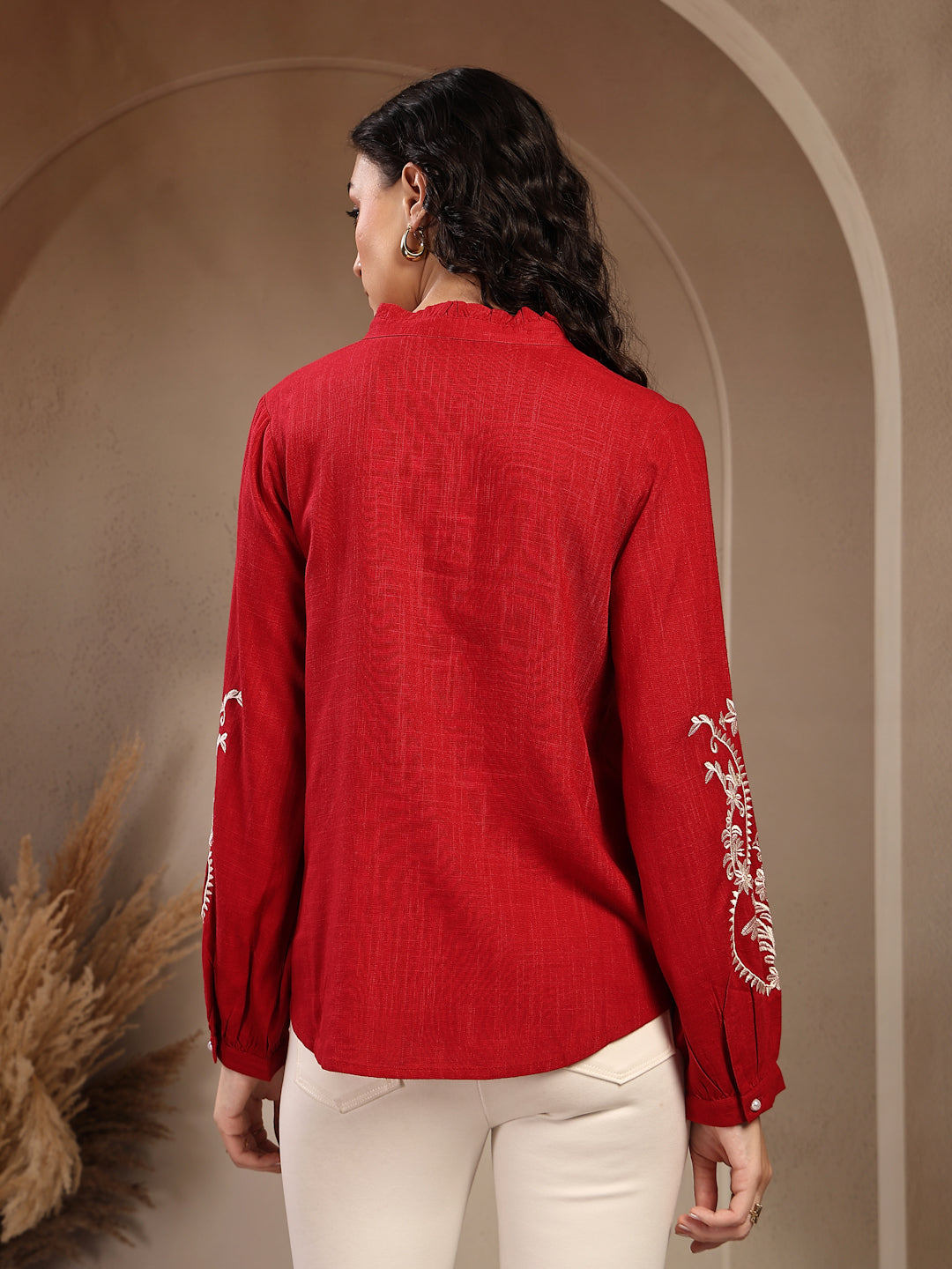 Gipsy Red Solid Viscose Tunic