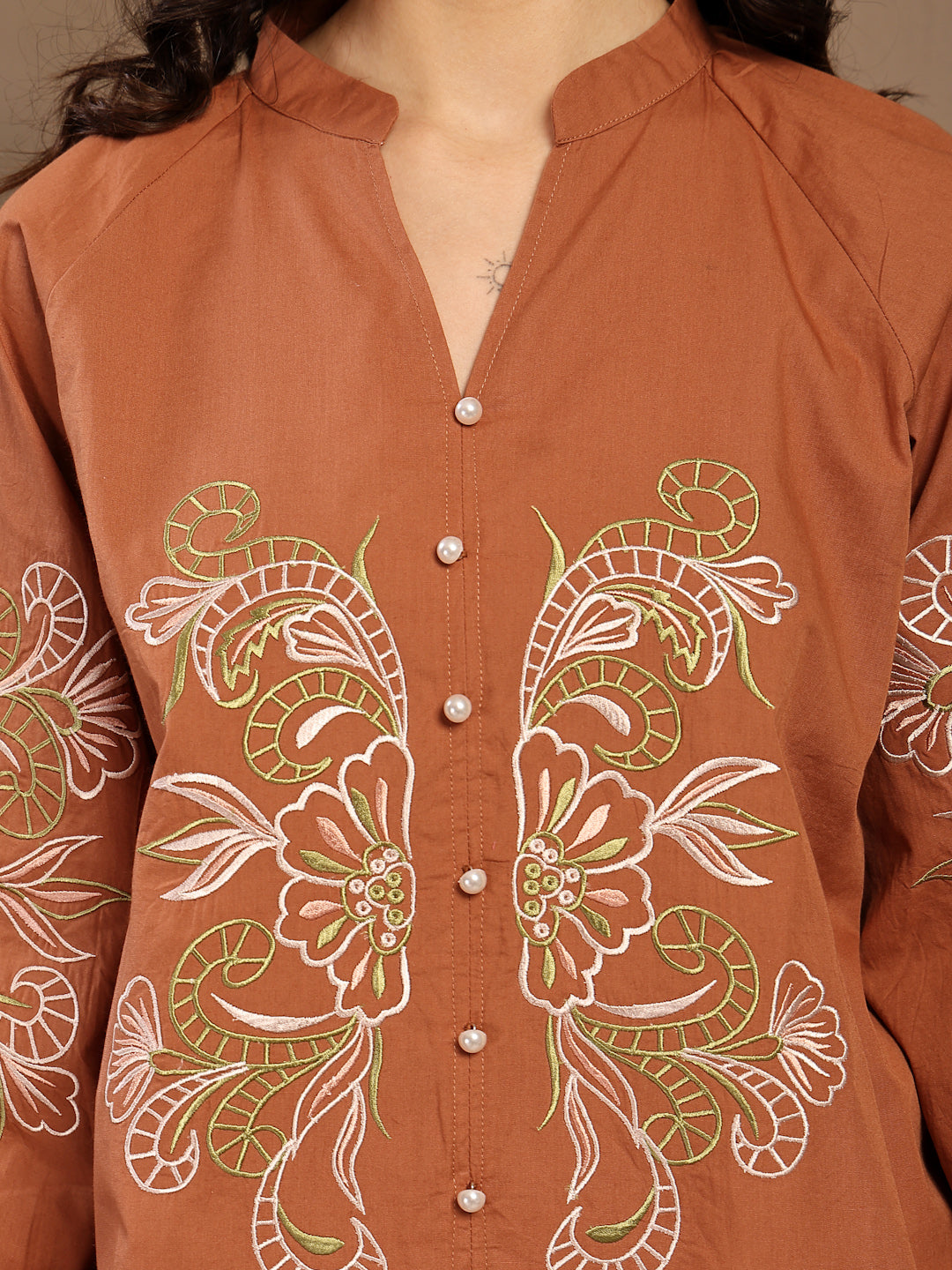 Gipsy Tan Embroidered Cotton Tunic