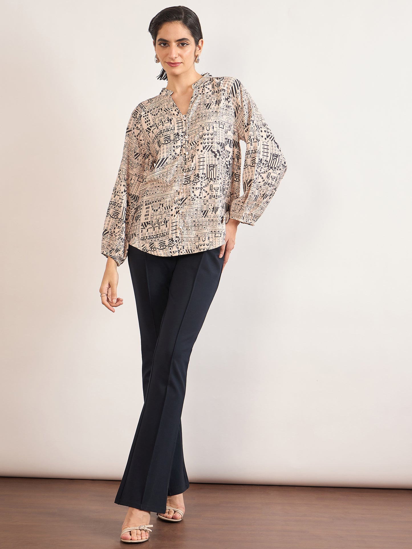 Black Rayon Abstract Printed Tunic