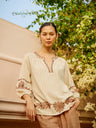 Beige Embroidery Poly Viscose Tunic