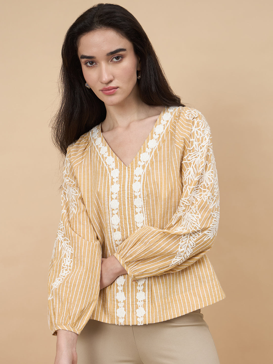 Gipsy Yellow Embriodery Cotton Tunic
