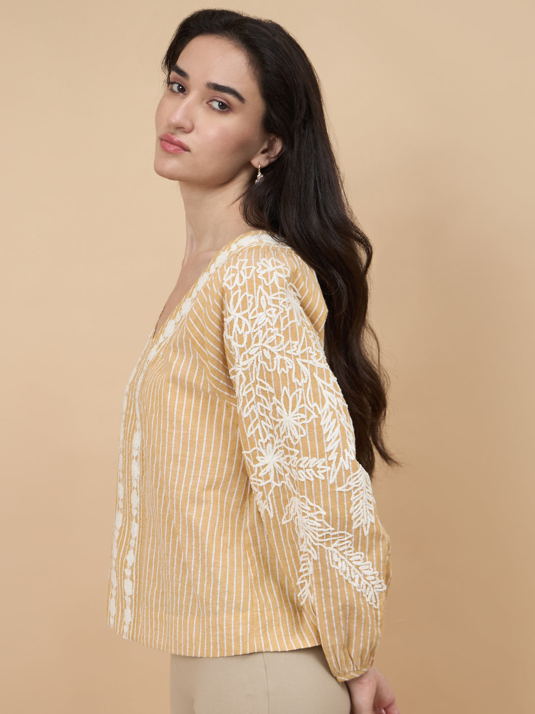 Yellow Embroidery Cotton Tunic