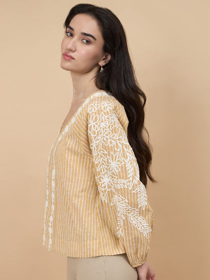 Yellow Embroidery Cotton Tunic