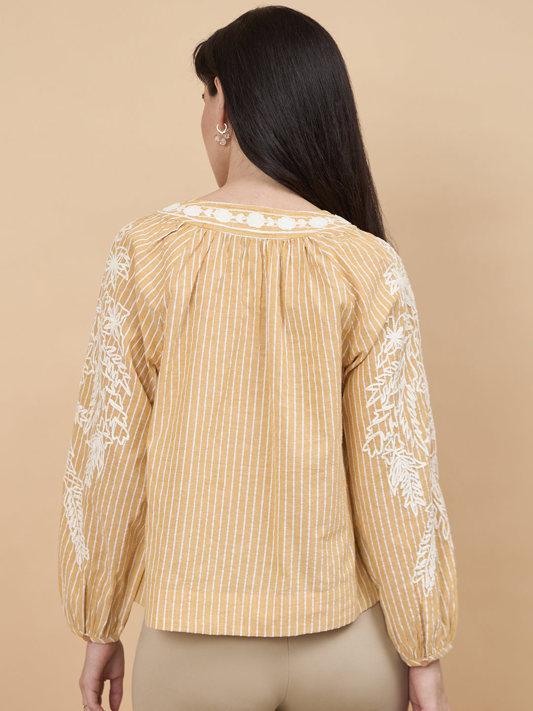 Yellow Embroidery Cotton Tunic