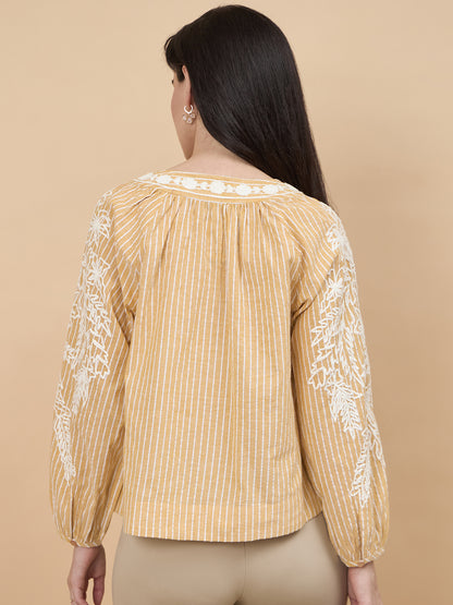 Yellow Embroidery Cotton Tunic