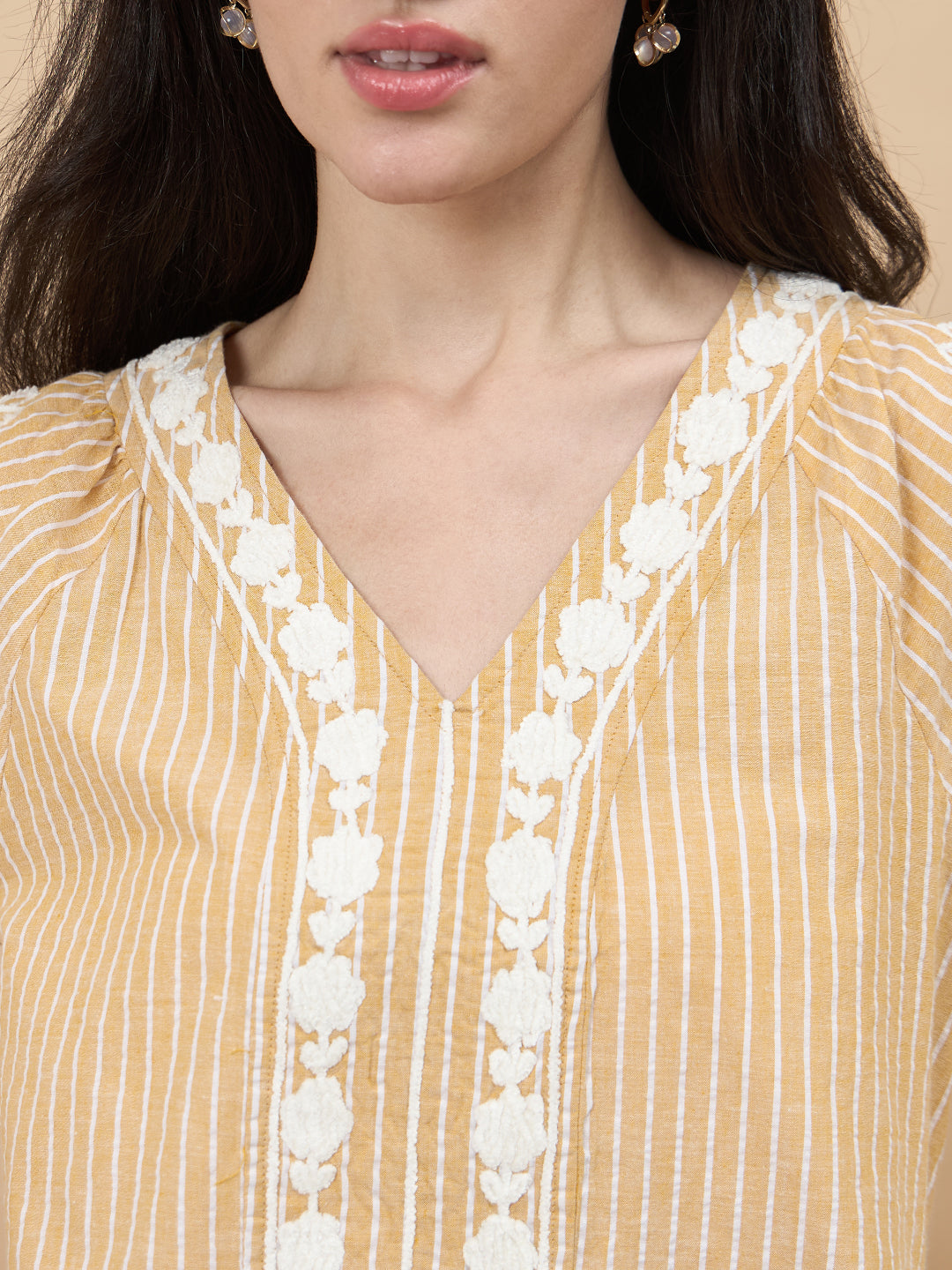 Yellow Embroidery Cotton Tunic