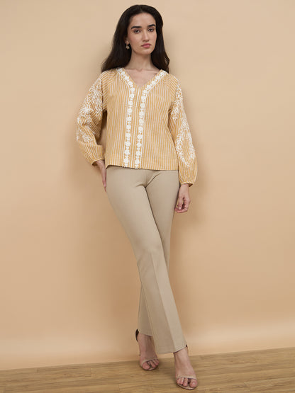 Yellow Embroidery Cotton Tunic