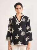 Black & White Self-Embroidery Cotton Tunic