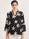 Black & White Self-Embroidery Cotton Tunic