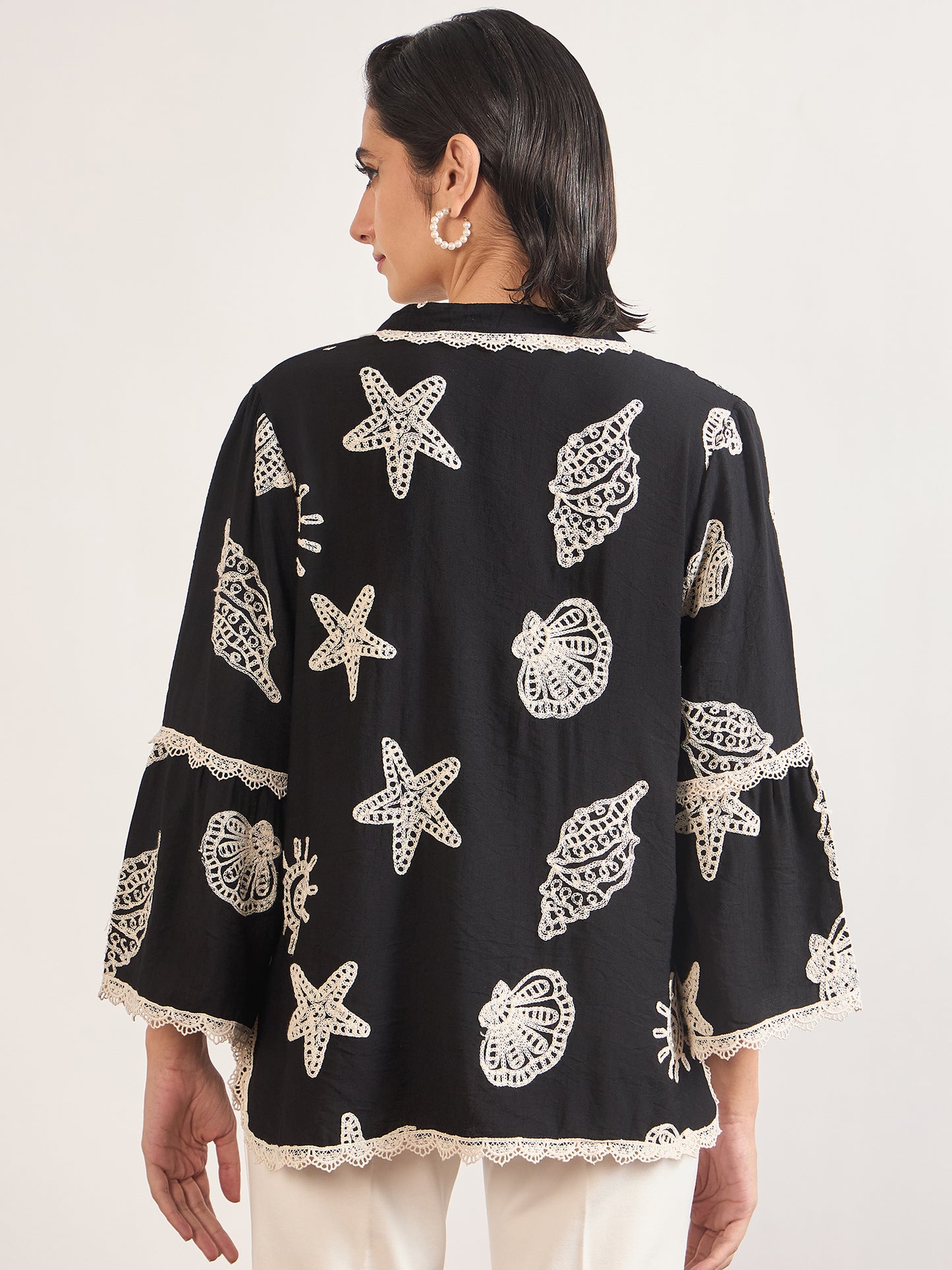 Black & White Self-Embroidery Cotton Tunic