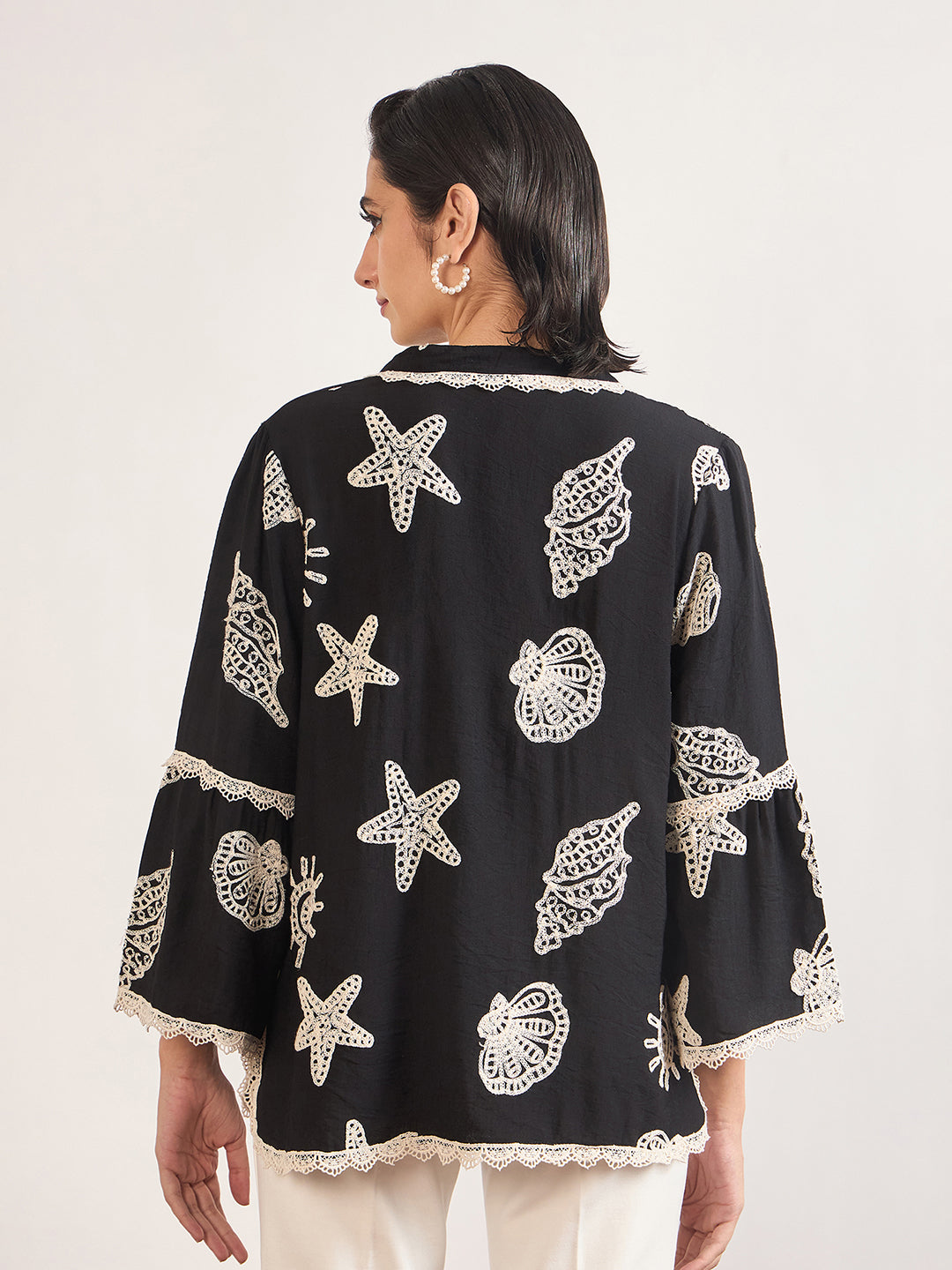 Black & White Self-Embroidery Cotton Tunic
