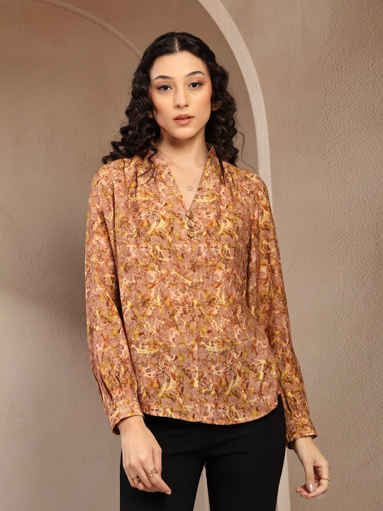 Gipsy Brown Floral Printed Tunic