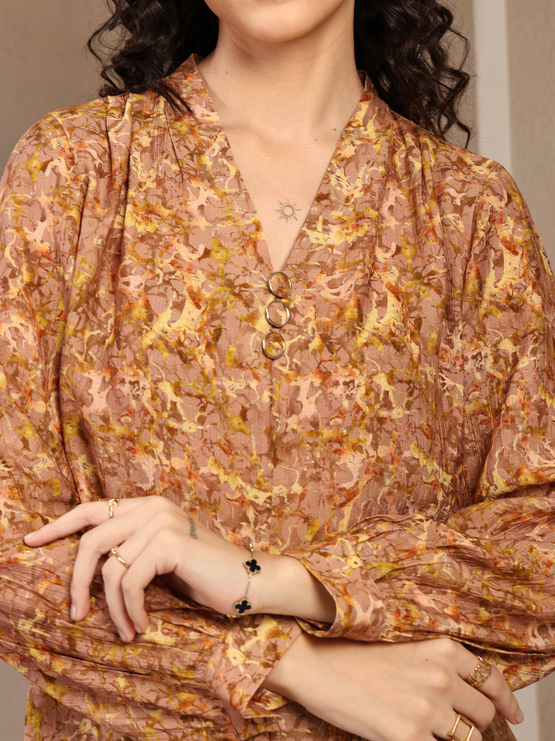 Gipsy Brown Floral Printed Tunic