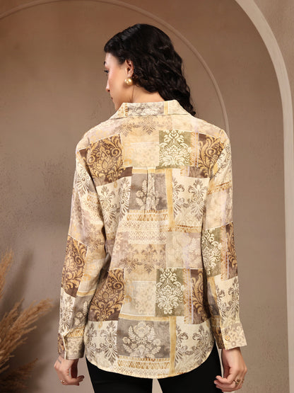 Gipsy Yellow Printed Shirt