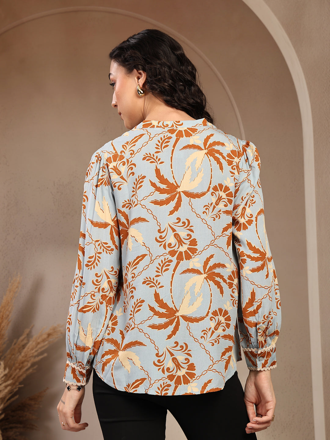 Gipsy Blue Floral Printed Rayon Tunic