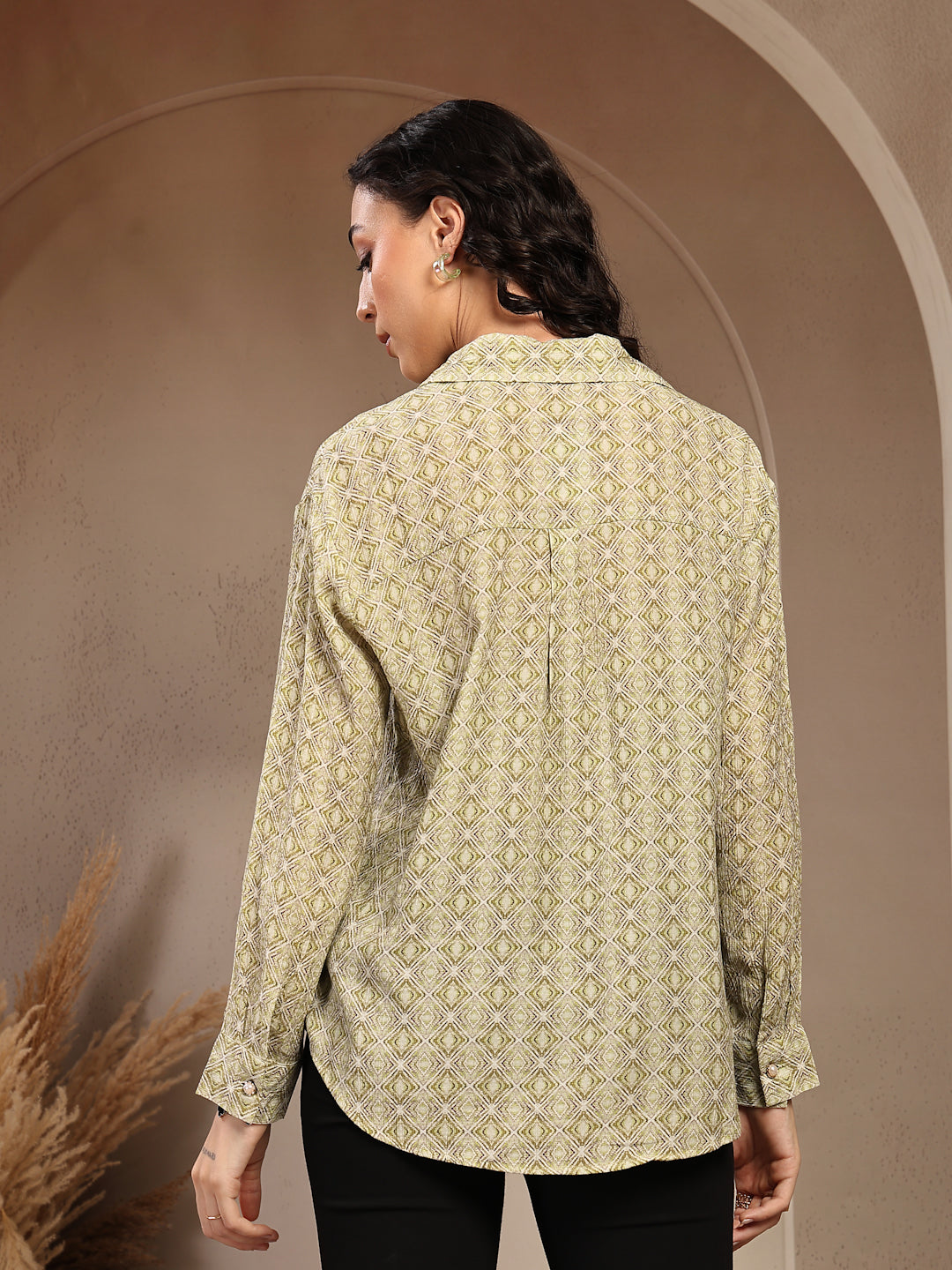 Gipsy Lime Green Greek Printed Shirt
